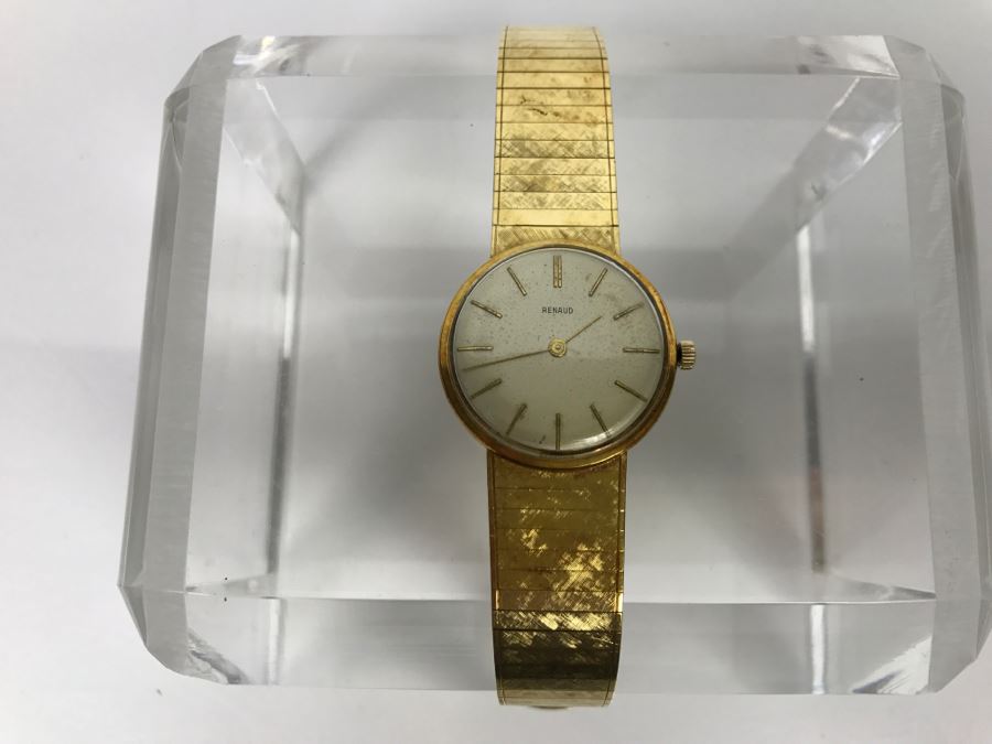 Rare RENAUD 18K Yellow Gold Watch With 18K Yellow Gold Watch Band 59.7g [Photo 5]