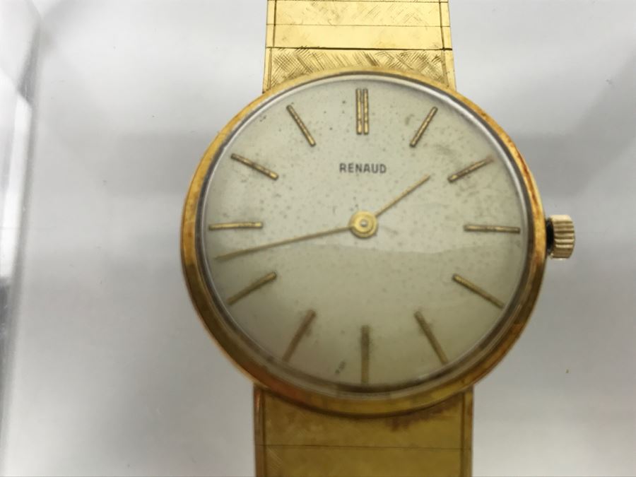 Rare RENAUD 18K Yellow Gold Watch With 18K Yellow Gold Watch Band 59.7g [Photo 9]