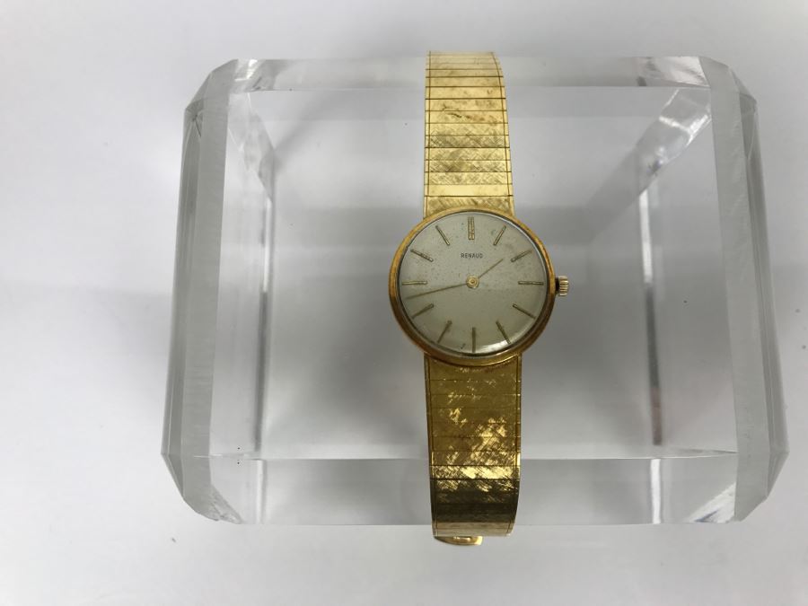 Rare RENAUD 18K Yellow Gold Watch With 18K Yellow Gold Watch Band 59.7g [Photo 6]