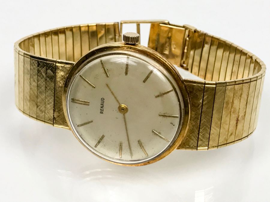 Rare RENAUD 18K Yellow Gold Watch With 18K Yellow Gold Watch Band 59.7g [Photo 1]
