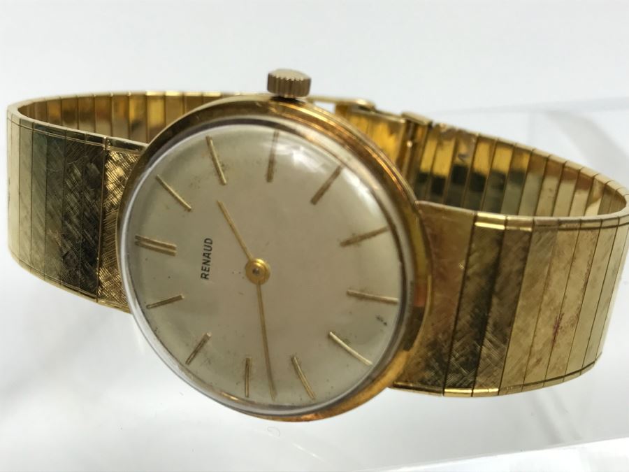 Rare RENAUD 18K Yellow Gold Watch With 18K Yellow Gold Watch Band 59.7g [Photo 13]