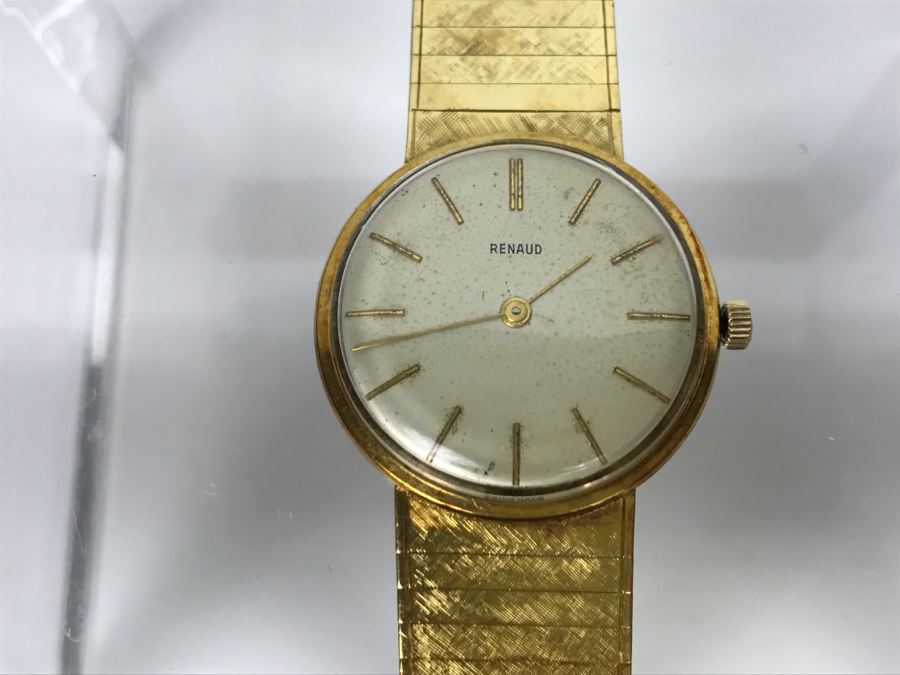 Rare RENAUD 18K Yellow Gold Watch With 18K Yellow Gold Watch Band 59.7g [Photo 11]