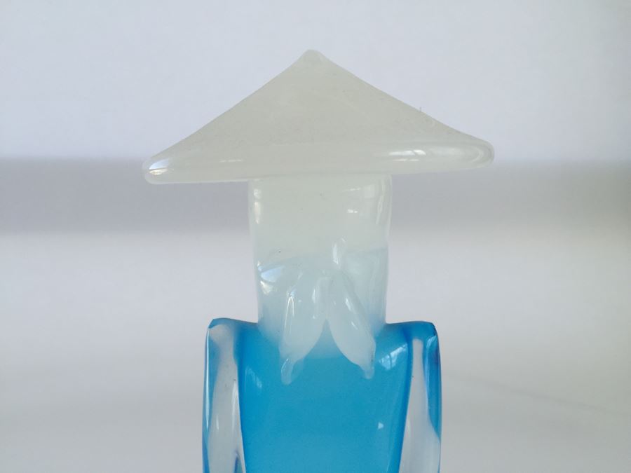 Oball Murano Art Glass Blue And White Asian Figurine With Label [Photo 2]
