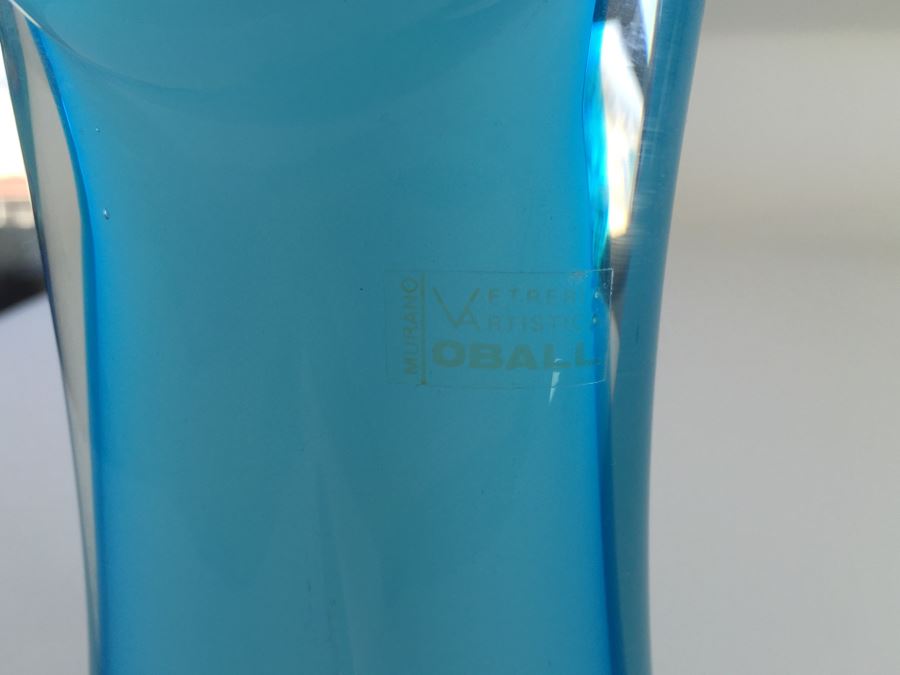 Oball Murano Art Glass Blue And White Asian Figurine With Label [Photo 9]