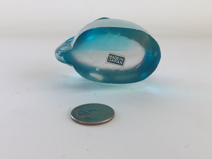 Set Of (3) Blue Glass Animal Figurines Elephant, Snail And Swan Elephant Has Made In Japan Label [Photo 4]