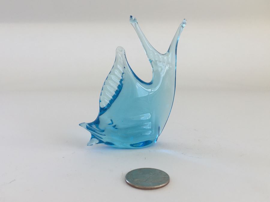 Set Of (3) Blue Glass Animal Figurines Elephant, Snail And Swan Elephant Has Made In Japan Label [Photo 8]