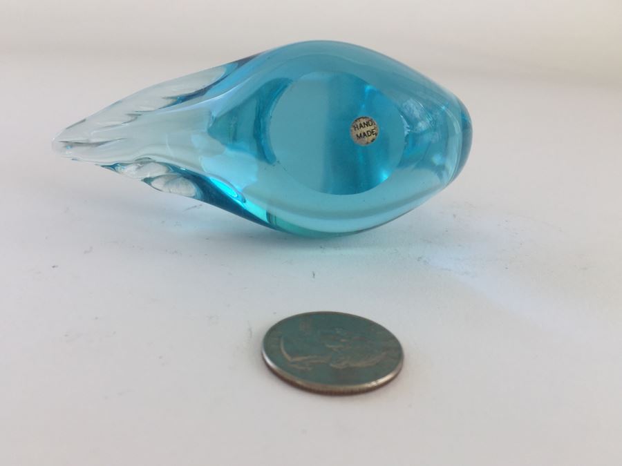 Set Of (3) Blue Glass Animal Figurines Elephant, Snail And Swan Elephant Has Made In Japan Label [Photo 7]