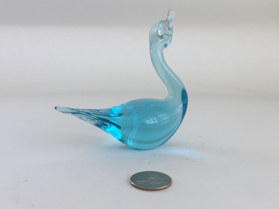 Set Of (3) Blue Glass Animal Figurines Elephant, Snail And Swan Elephant Has Made In Japan Label [Photo 6]