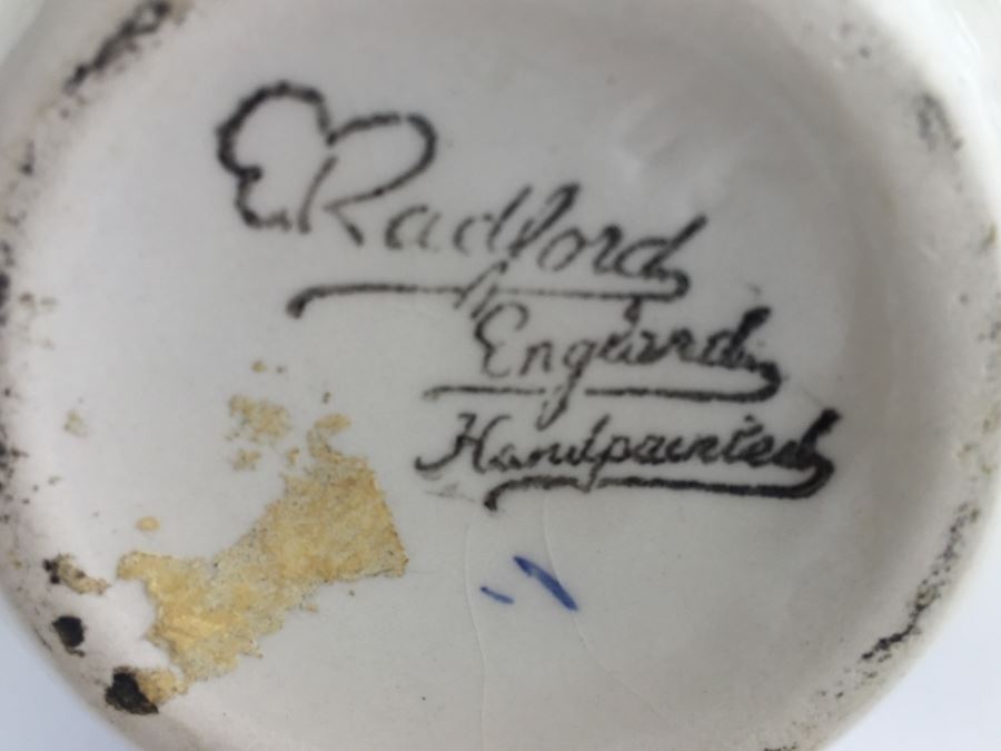 Radford England Hand Painted Blue And White Ginger Jar With Wooden Stand [Photo 5]