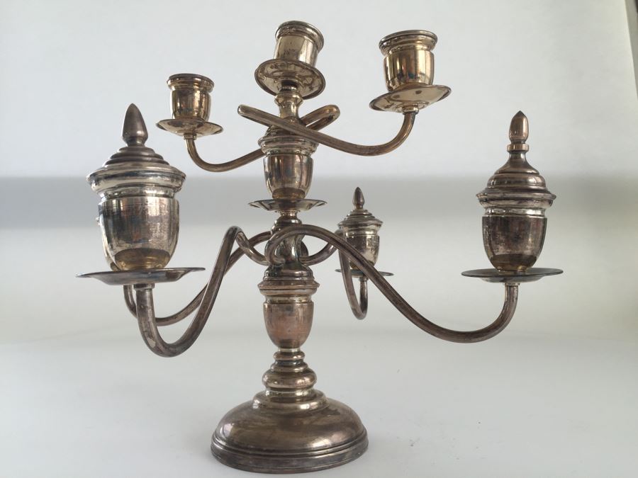 Sterling Silver 950 Candelabra (Needs Repair), Weighted Sterling Salt & Pepper Shakers And Weighted Sterling Candle Holder [Photo 23]