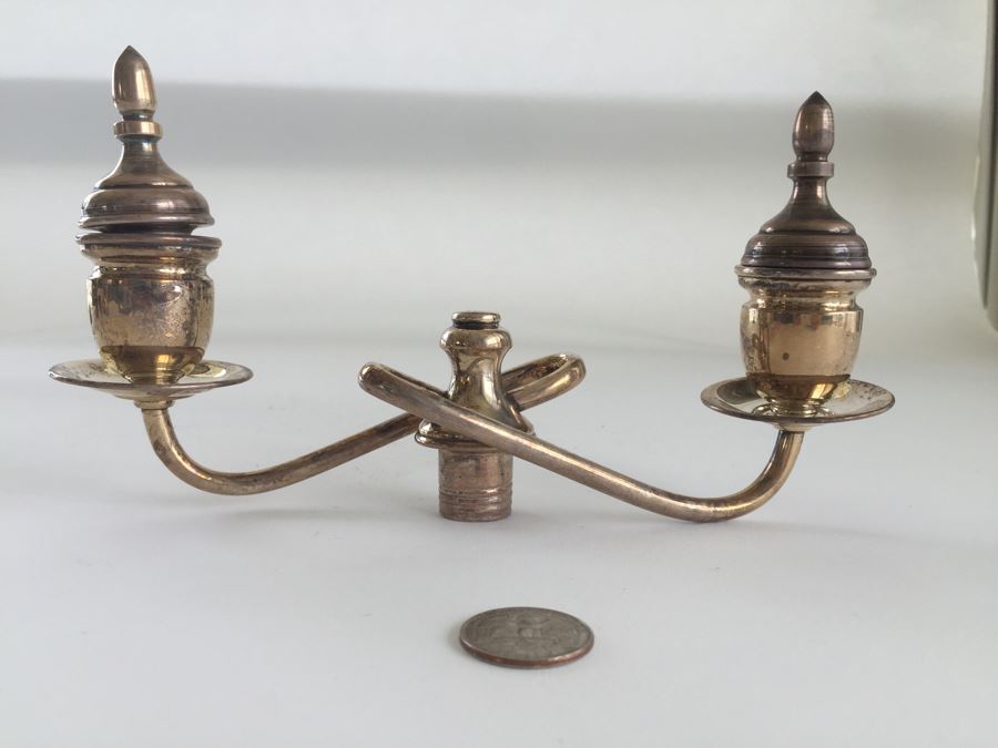 Sterling Silver 950 Candelabra (Needs Repair), Weighted Sterling Salt & Pepper Shakers And Weighted Sterling Candle Holder [Photo 25]
