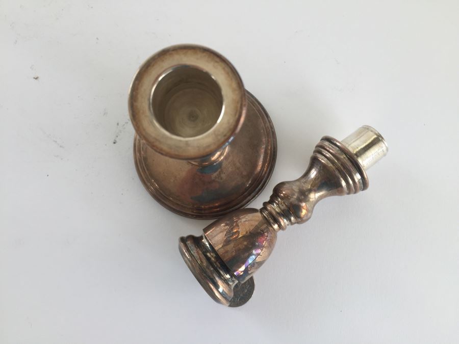 Sterling Silver 950 Candelabra (Needs Repair), Weighted Sterling Salt & Pepper Shakers And Weighted Sterling Candle Holder [Photo 18]