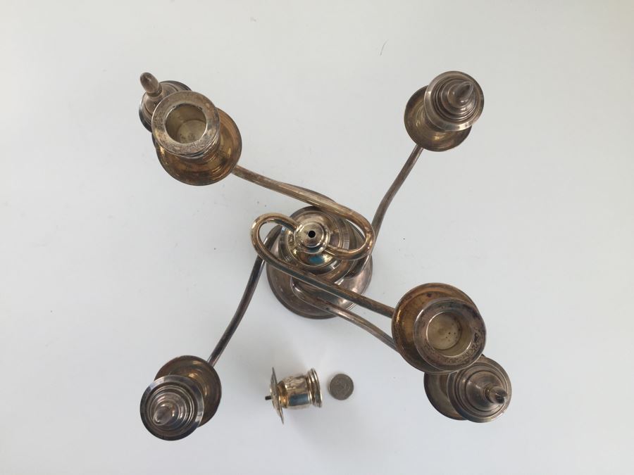 Sterling Silver 950 Candelabra (Needs Repair), Weighted Sterling Salt & Pepper Shakers And Weighted Sterling Candle Holder [Photo 20]