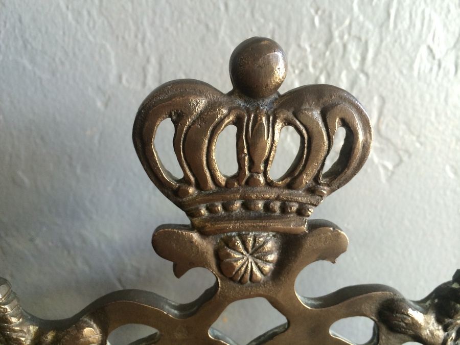  Vintage Brass Chanukah Menorah Candle Holder Lions Of Judah (Heavy) [Photo 6]