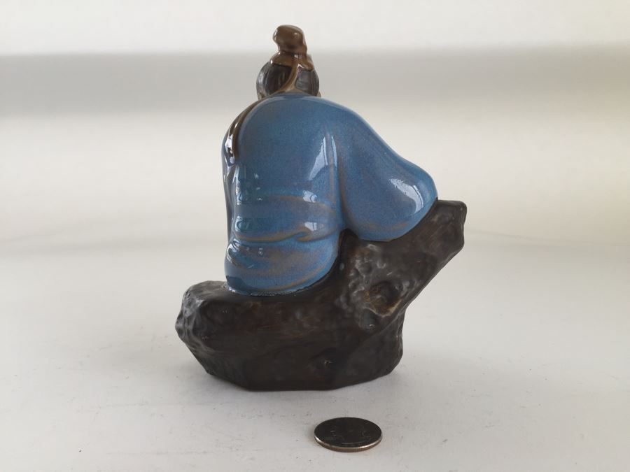 Chinese Figurine Doll Statue Man With Swan Glazed Pottery [Photo 3]