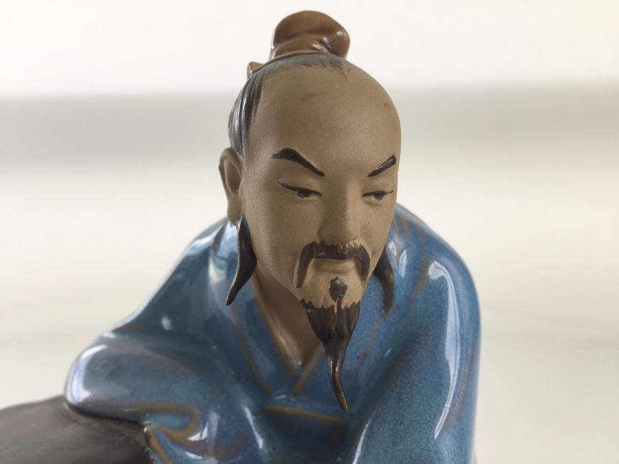 Chinese Figurine Doll Statue Man With Swan Glazed Pottery [Photo 6]