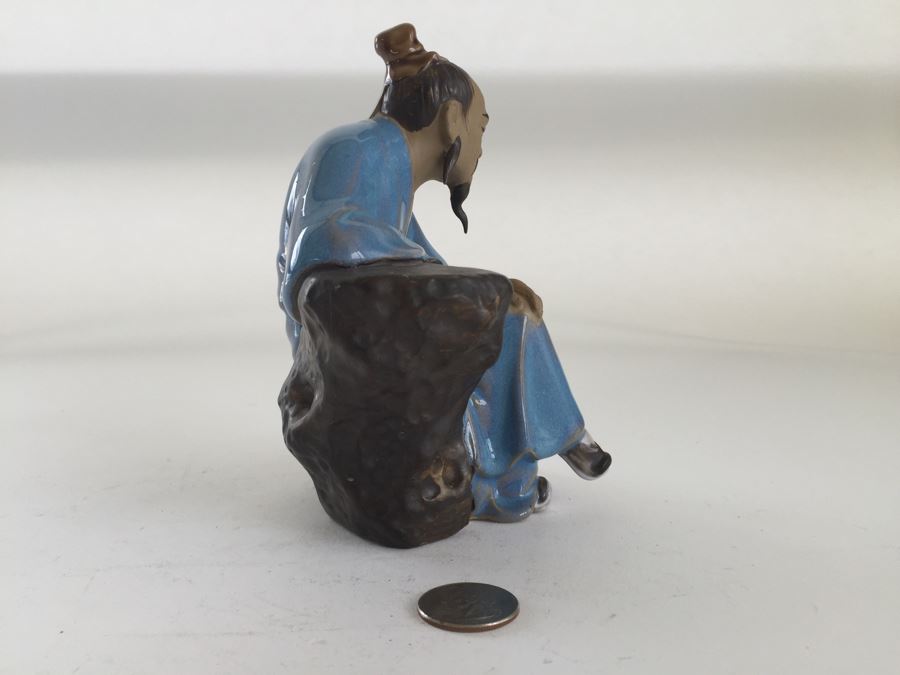 Chinese Figurine Doll Statue Man With Swan Glazed Pottery [Photo 4]