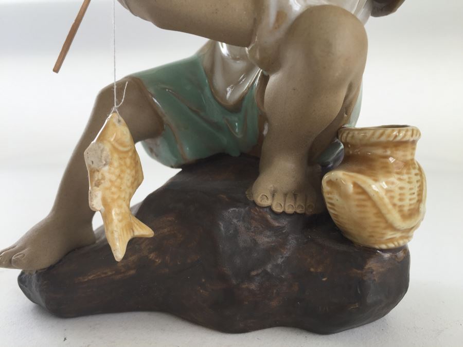 Chinese Fisherman Figurine Doll Statue Glazed Pottery [Photo 7]
