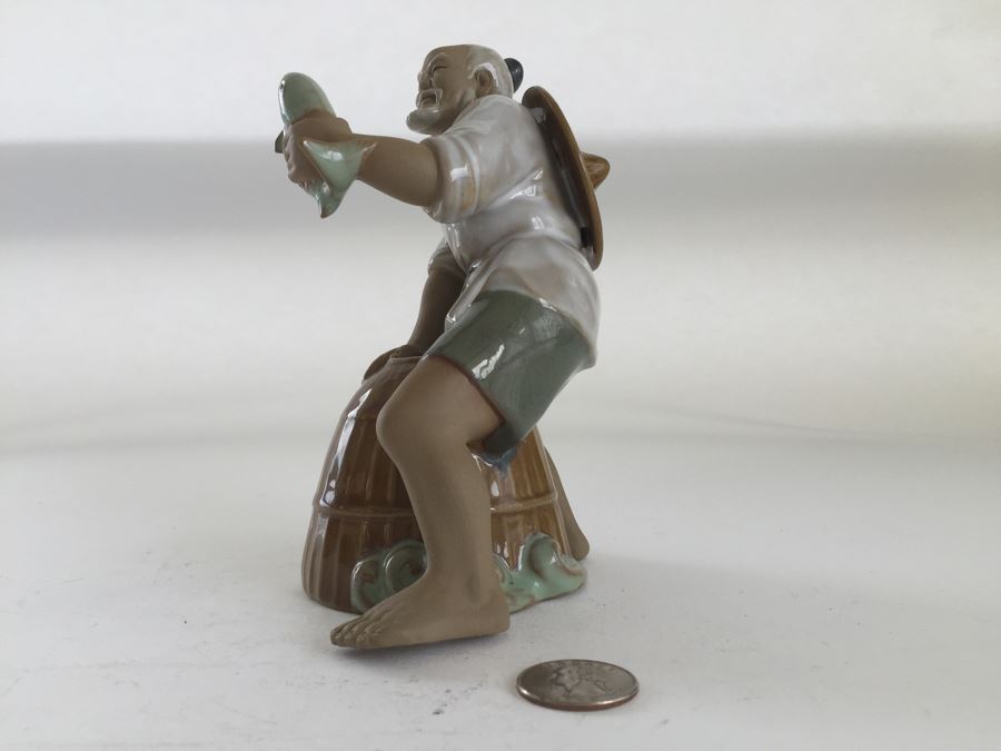 Chinese Fisherman Figurine Doll Statue Glazed Pottery [Photo 2]