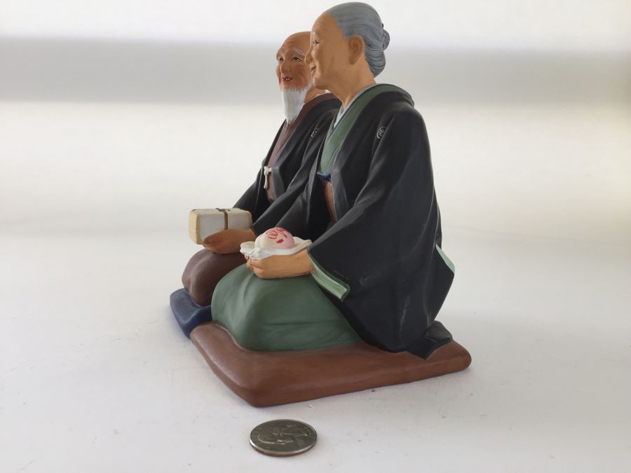 Craftsman Hakata Doll Made In Japan Of Couple On Stand [Photo 5]