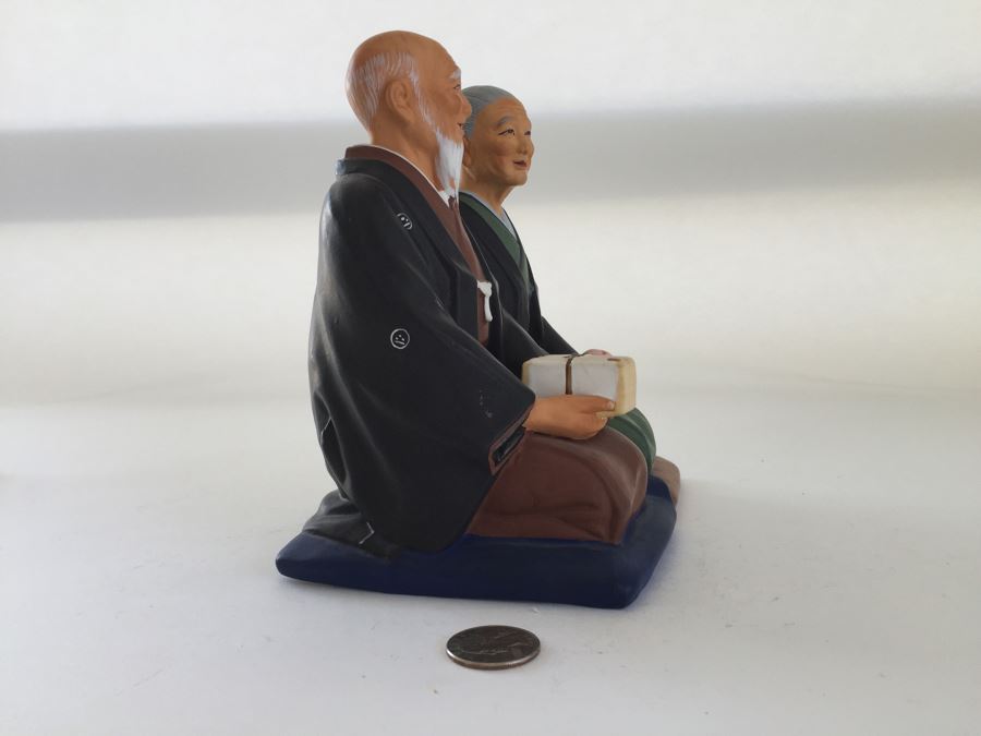 Craftsman Hakata Doll Made In Japan Of Couple On Stand [Photo 7]