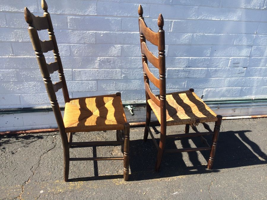 Vintage Ladder Back Rush Seat Chairs [Photo 3]