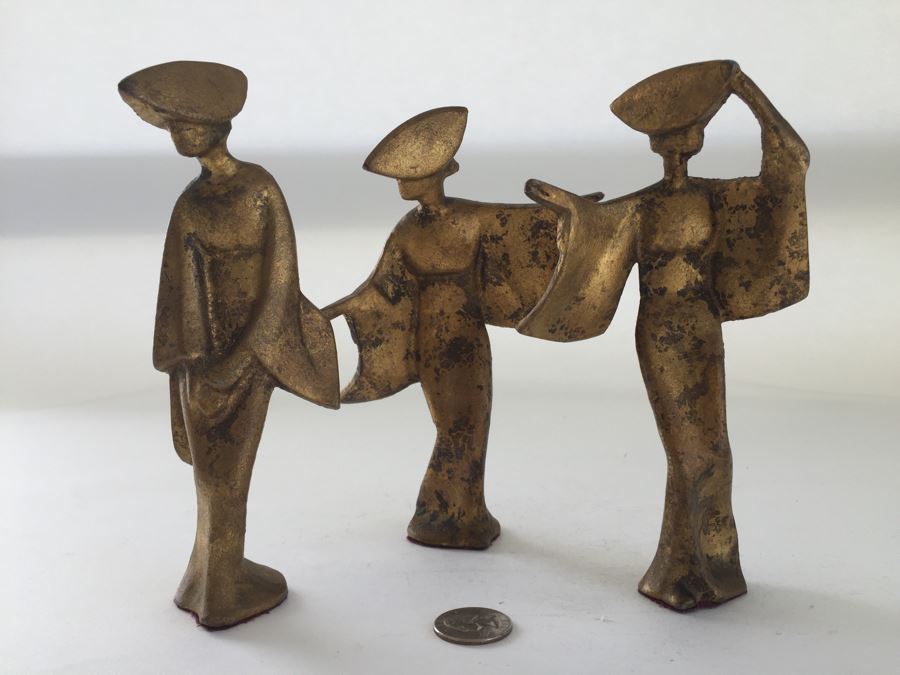 Set Of (3) Asian Gilt Metal Figurines [Photo 1]