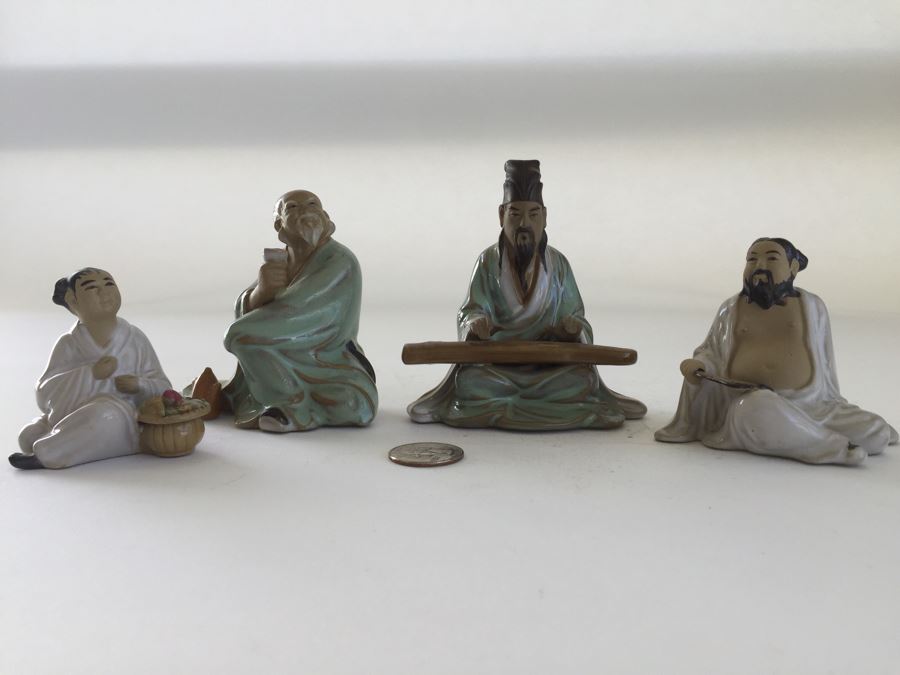 Set Of (4) Chinese Shiwan Artistic Ceramic Factory Figurines Statues [Photo 1]