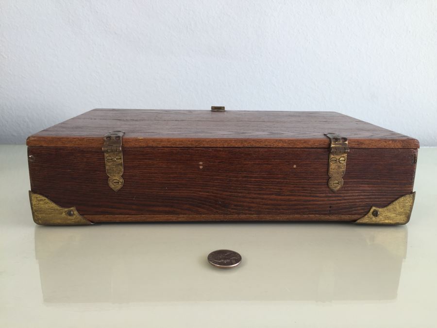 Vintage Wooden Box With Sewing Supplies, Pin Cushions, Buttons [Photo 4]