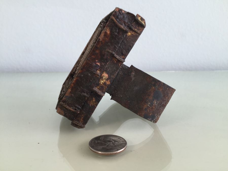 Vintage Metal Printing Branding Iron Floral Motif [Photo 2]