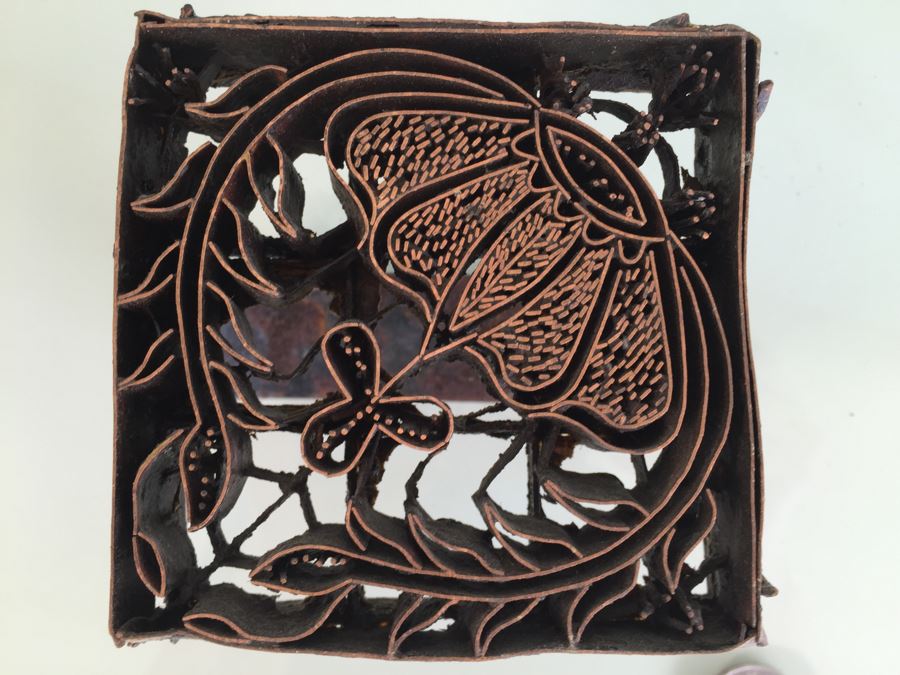 Vintage Metal Printing Branding Iron Floral Motif [Photo 4]