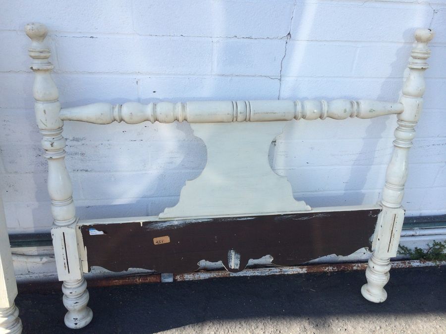 Vintage White Painted Twin Headboard and Footboard [Photo 10]