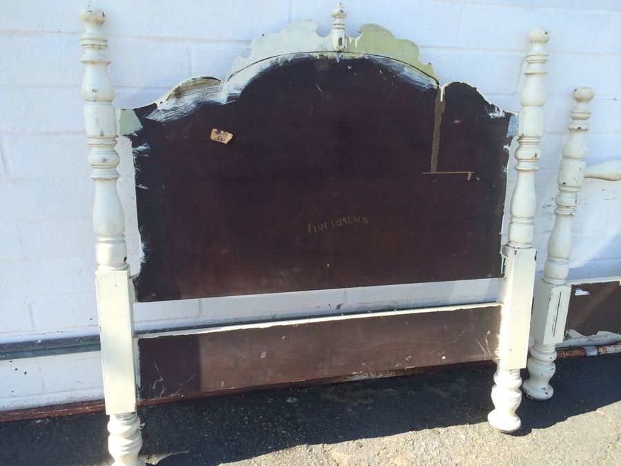 Vintage White Painted Twin Headboard and Footboard [Photo 8]