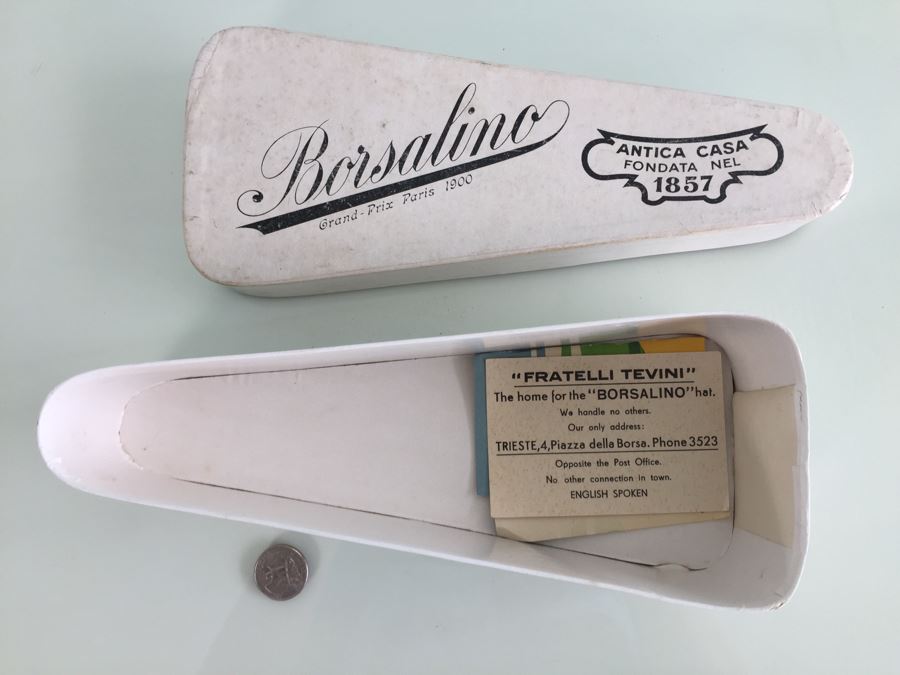 Vintage Borsalino Grand Prix Paris 1900 Antica Casa Fondata Nel 1857 Hat With Original Box [Photo 3]