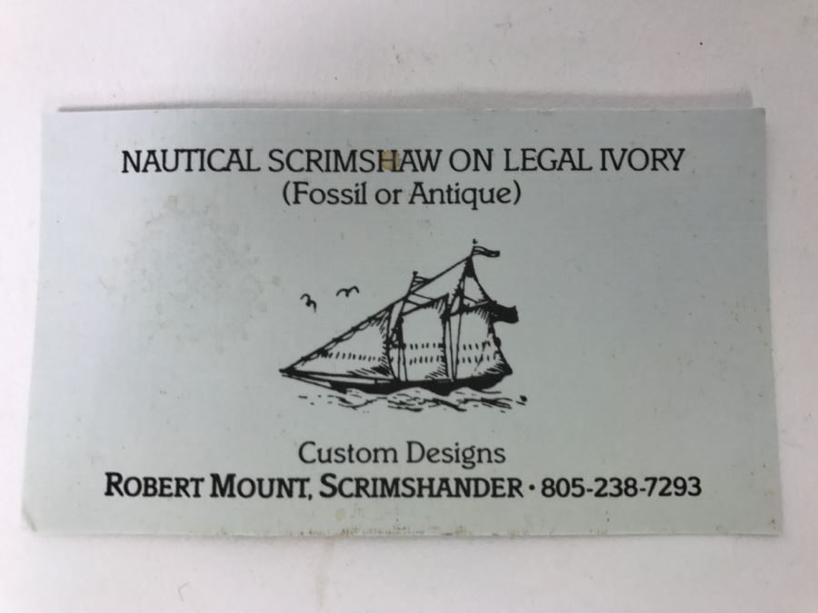 Nautical Scrimshaw By Robert Bob Mount Of First U.S. Boat In America's Cup In Brass Frame [Photo 7]