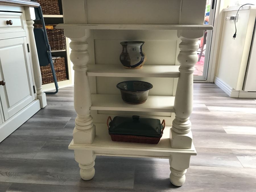 White Kitchen Island Cabinet With Side Shelves 42'W X 24'D X 36'H [Photo 2]