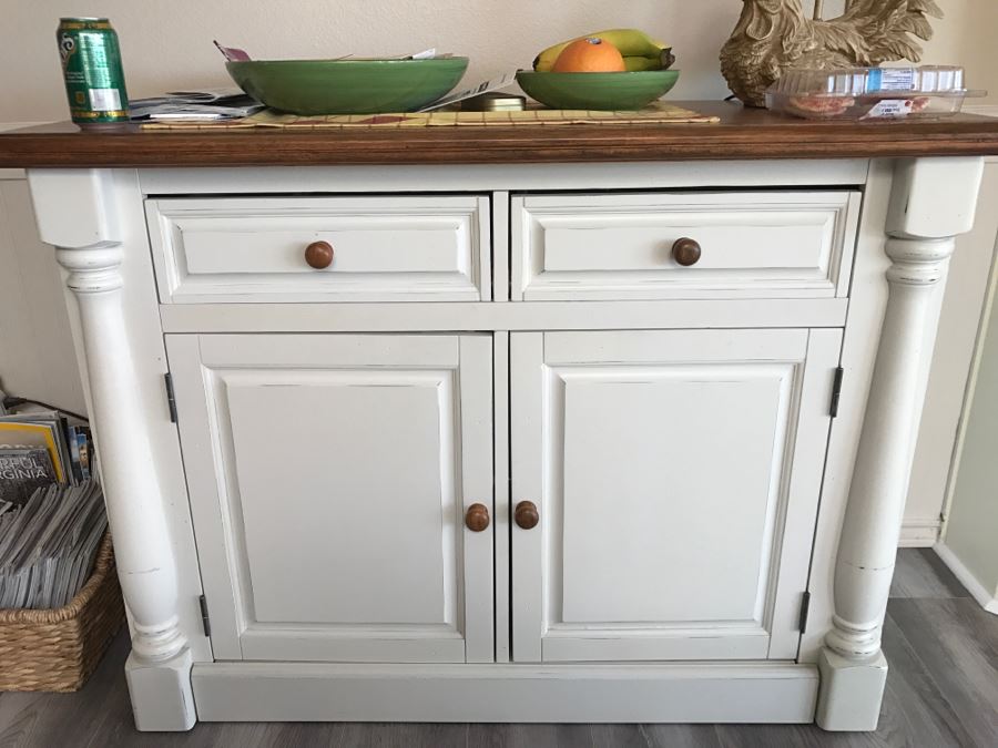 White Cabinet Buffet Sideboard 48'W X 19'D X 36'H [Photo 3]