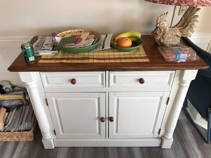 White Cabinet Buffet Sideboard 48'W X 19'D X 36'H [Photo 2]