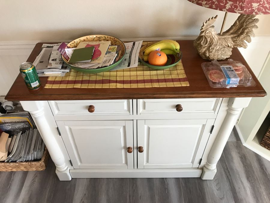 White Cabinet Buffet Sideboard 48'W X 19'D X 36'H [Photo 4]