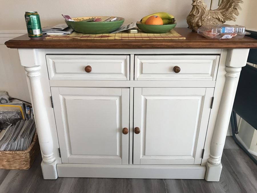 White Cabinet Buffet Sideboard 48'W X 19'D X 36'H [Photo 1]