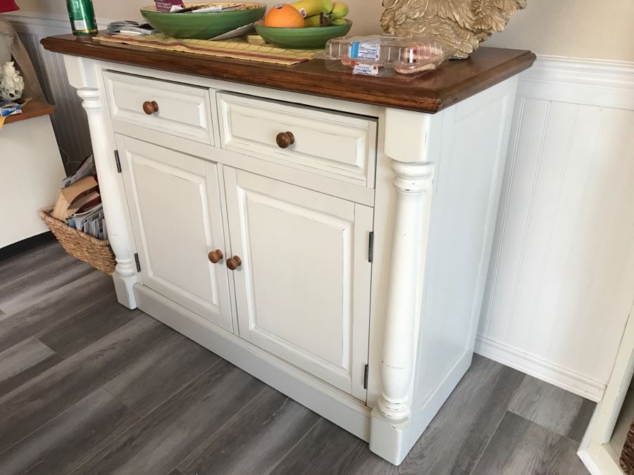 White Cabinet Buffet Sideboard 48'W X 19'D X 36'H [Photo 5]