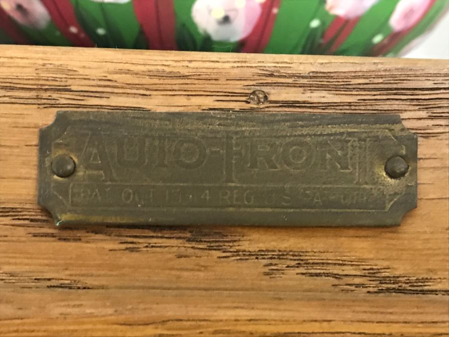 Antique Hoosier Cabinet Auto-Front With Sliding Porcelain Top And Brown Marbelized Glass Patented 1914 [Photo 14]