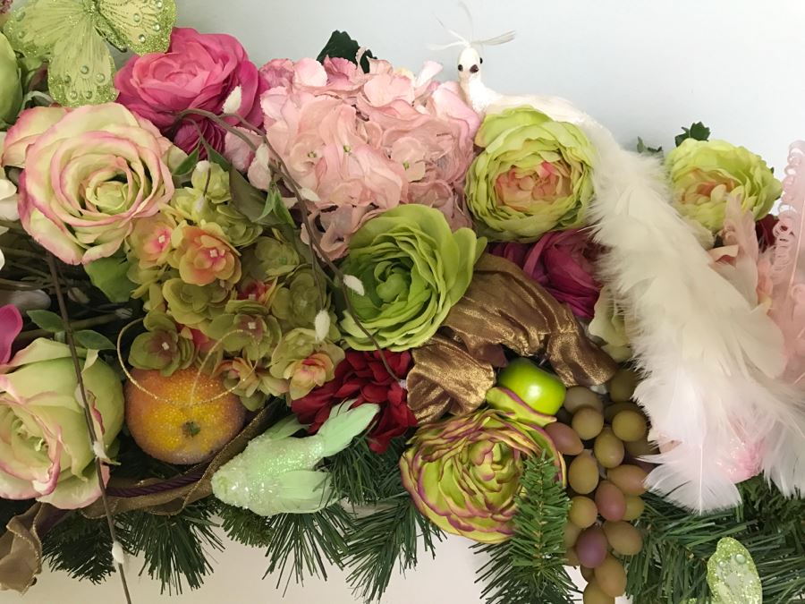 Artificial Flower Arrangements With Pair Of White Candle Holders [Photo 4]