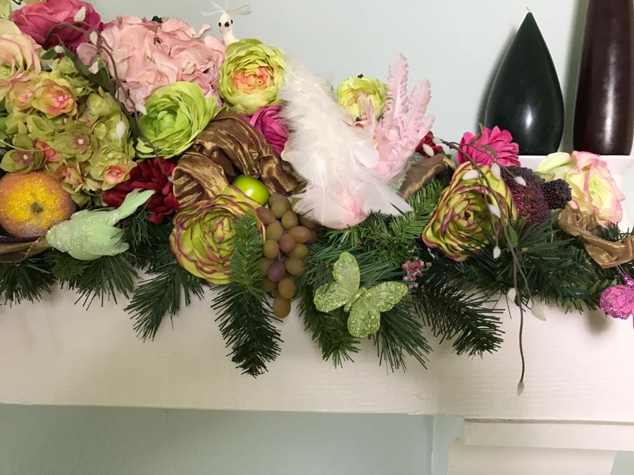 Artificial Flower Arrangements With Pair Of White Candle Holders [Photo 5]