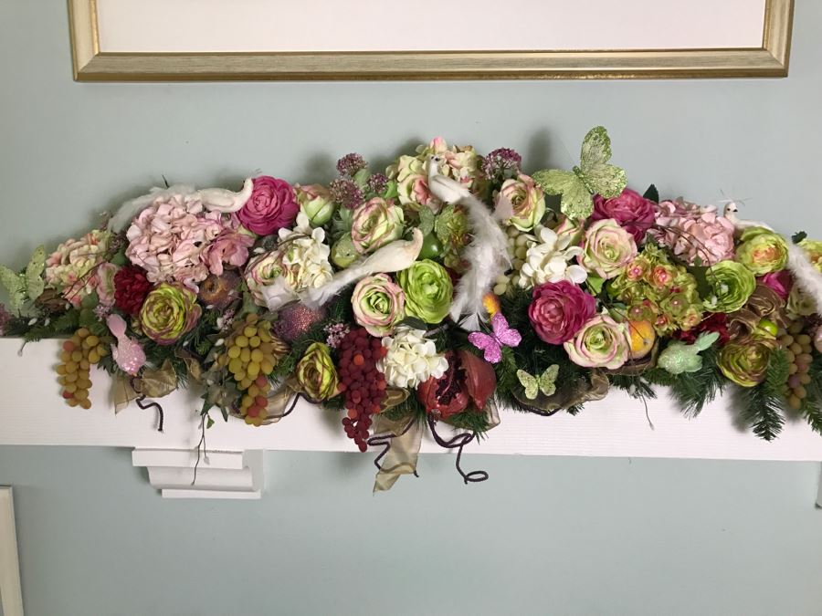 Artificial Flower Arrangements With Pair Of White Candle Holders [Photo 2]