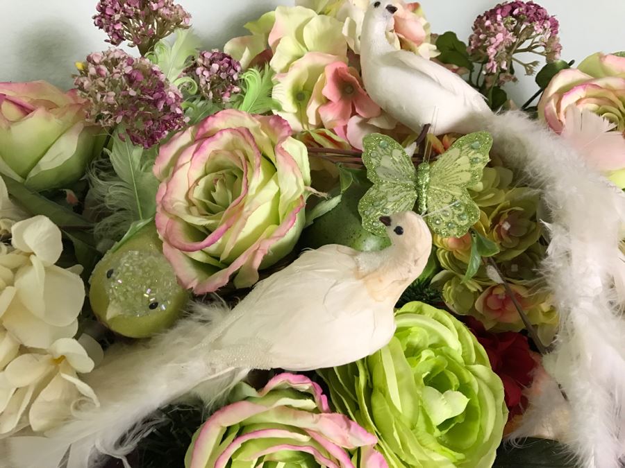 Artificial Flower Arrangements With Pair Of White Candle Holders [Photo 3]