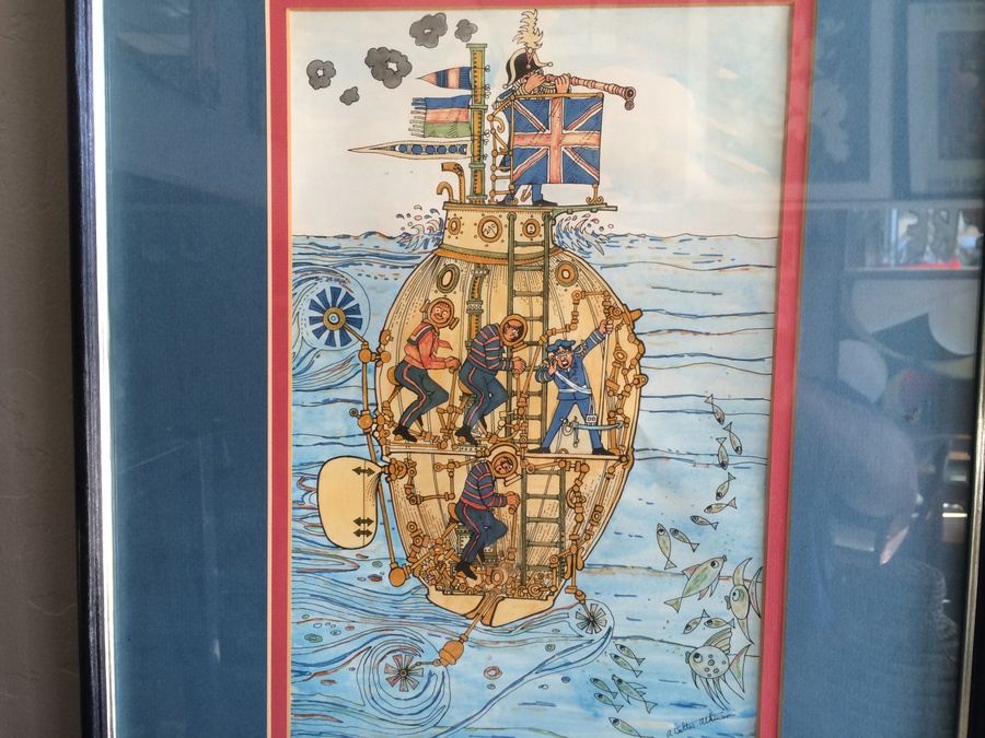 Hand-Painted Original British Watercolor Whimsical Submarine Drawings [Photo 14]