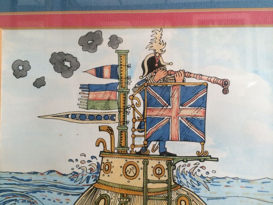 Hand-Painted Original British Watercolor Whimsical Submarine Drawings [Photo 13]