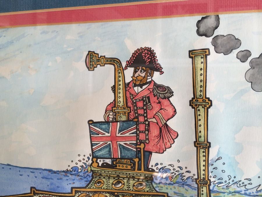 Hand-Painted Original British Watercolor Whimsical Submarine Drawings [Photo 7]