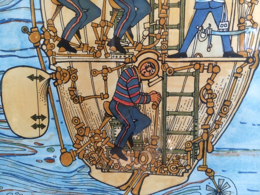 Hand-Painted Original British Watercolor Whimsical Submarine Drawings [Photo 10]